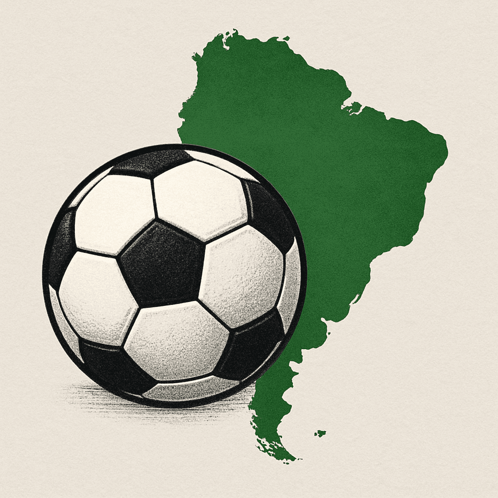 un balon de futbol al lado del mapa de sur america representando la importancia de esto